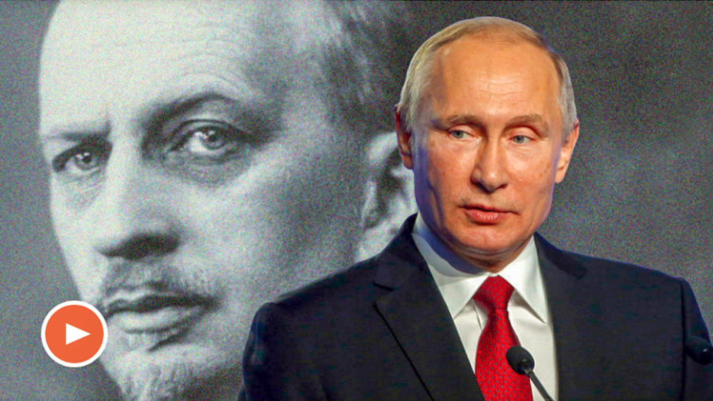 Still from video: Ivan Ilyin and Vladimir Putin.